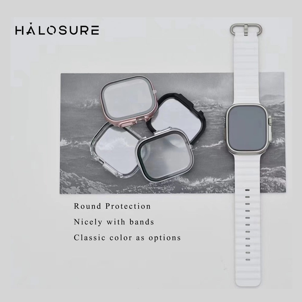 Picture of Apple Watch 49mm Ultra Case | Halosure Coraza Series Case with High Sensitivity Touch 9H Tempered Glass for Apple Watch 49mm Ultra (Clear)