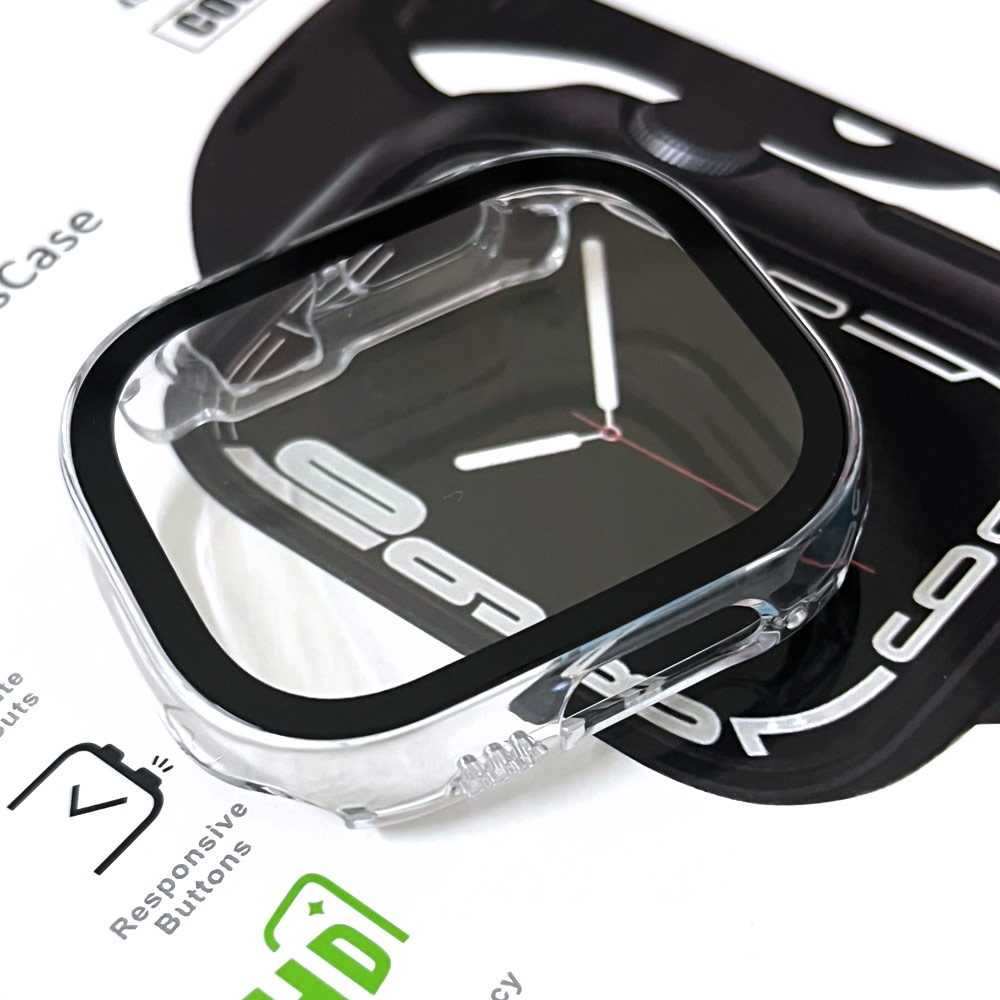 Picture of Apple Watch 49mm Ultra Case | Halosure Coraza Series Case with High Sensitivity Touch 9H Tempered Glass for Apple Watch 49mm Ultra (Clear)