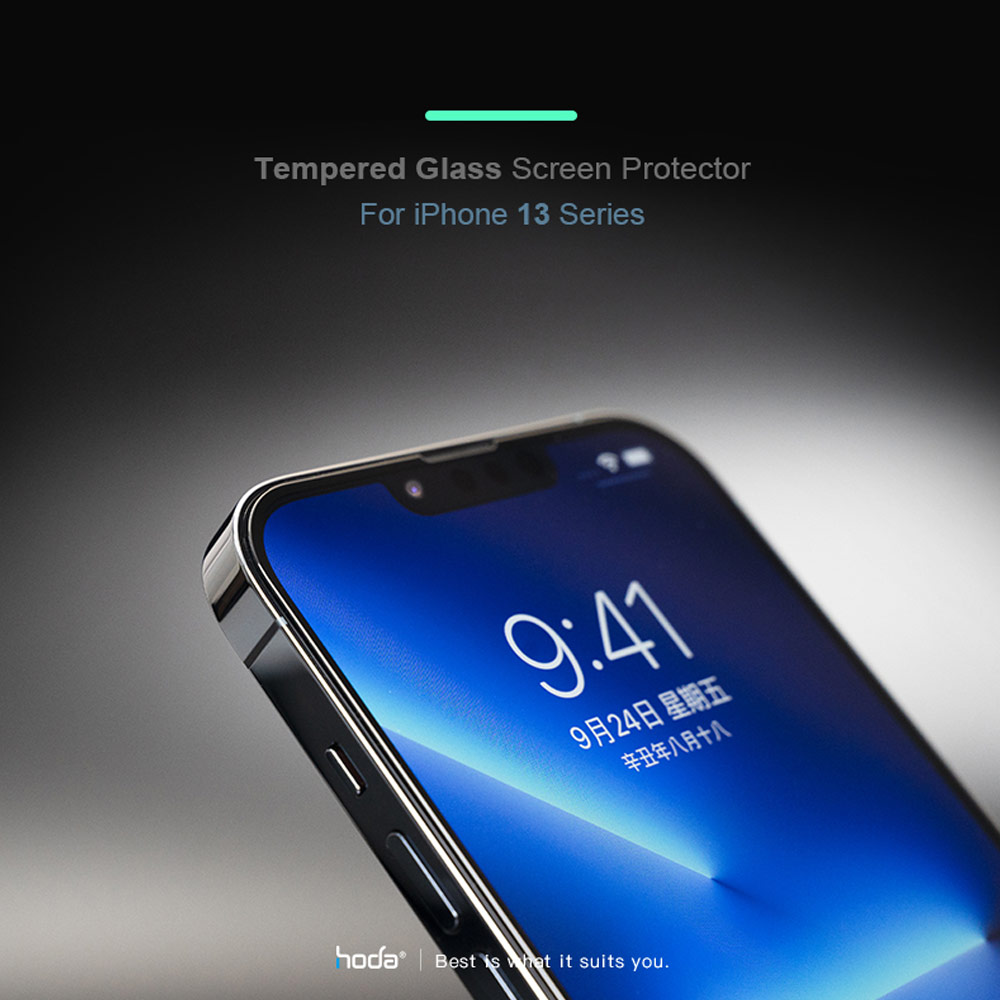 Picture of Apple iPhone 13 6.1 Screen Protector | Hoda 0.33mm 2.5D Full Coverage Tempered Glass Screen Protector for Apple iPhone 13 iPhone 13 Pro 6.1 (Anti Reflection)