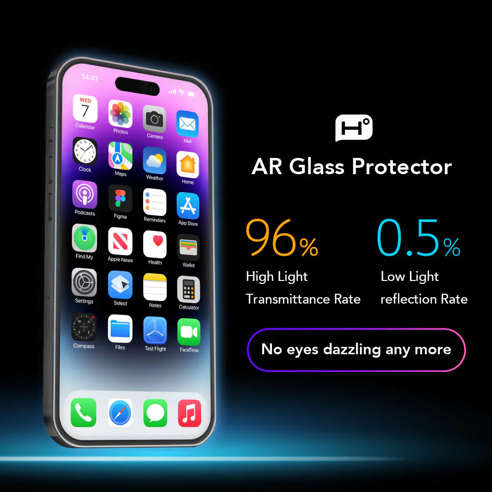 Picture of Apple iPhone 17 Pro Max 6.9 Screen Protector | Hoda Anti Reflection Full Coverage Tempered Glass Screen Protector for iPhone 17 Pro Max 6.9 (Anti Reflection Matte)
