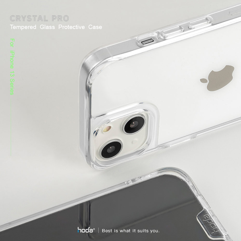 Picture of Apple iPhone 13 Pro Max 6.7 Case | Hoda Military CRYSTAL PRO 3D TEMPERED GLASS BACKPLATE Drop Protection PROTECTIVE Case for Apple iPhone 13 Pro Max 6.7 (Crystal Clear Black)