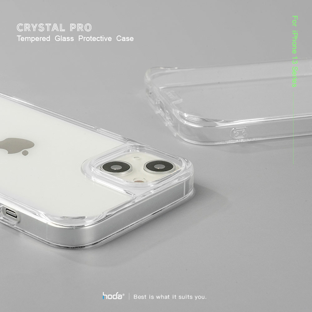 Picture of Apple iPhone 13 Pro Max 6.7 Case | Hoda Military CRYSTAL PRO 3D TEMPERED GLASS BACKPLATE Drop Protection PROTECTIVE Case for Apple iPhone 13 Pro Max 6.7 (Crystal Clear Black)