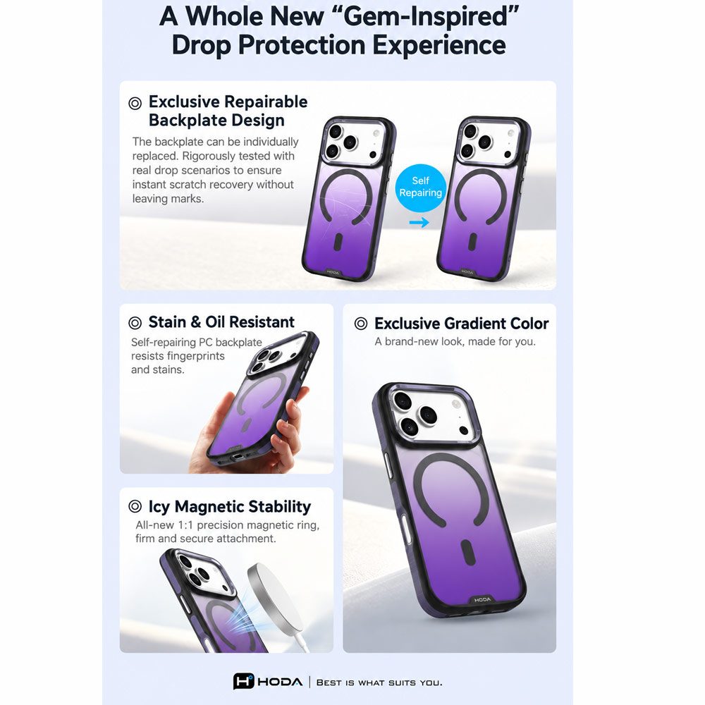 Picture of Apple iPhone 18 Pro Case | Hoda MultiColor Case with Magnet for iPhone 18 Pro 17 Pro - Lunar Gray