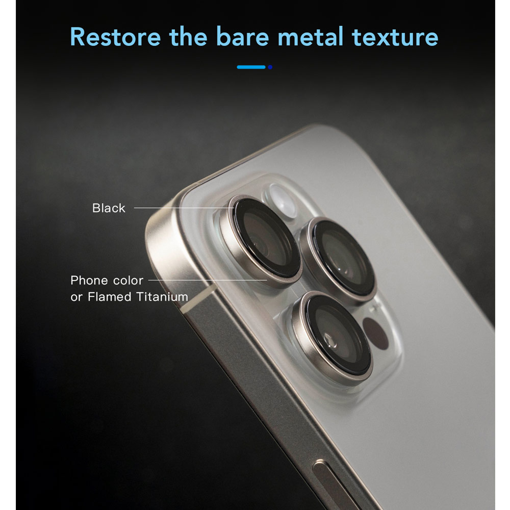 Picture of Apple iPhone 16 Pro 6.3 | Hoda Sapphire Lens Protector for iPhone 16 Pro 6.3 iPhone 16 Pro Max 6.9 (3PCS White Titanium)