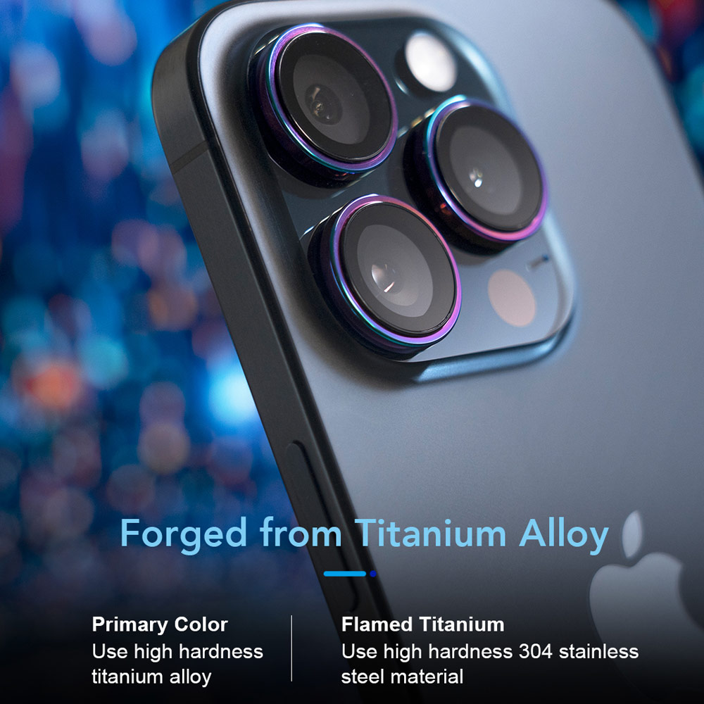 Picture of Apple iPhone 16 Pro 6.3 | Hoda Sapphire Lens Protector for iPhone 16 Pro 6.3 iPhone 16 Pro Max 6.9 (3PCS White Titanium)