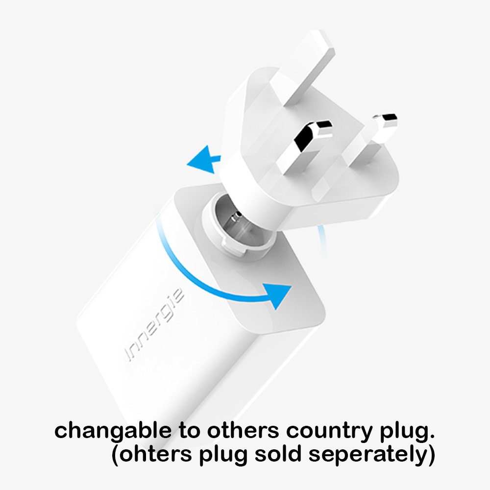 Picture of Innergie C6 Duo 60W PD PPS QC4.0 2 USB-C Power Delivery Fast Charge Wall Charger UK for Macbook Air 13 iPhone 14 Pro Max Airpods Apple Watch S23 Ultra iPad Pro (White)