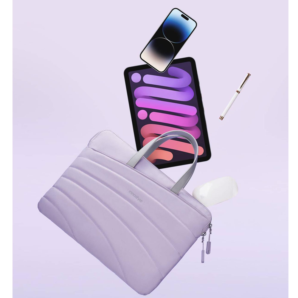 Picture of Innostyle CarryLite Slim Series Shock Proof Lightweight Laptop Notebook Hand Carry Sleeve with Front Compartment for up to 14 inches Laptop (Lavender)