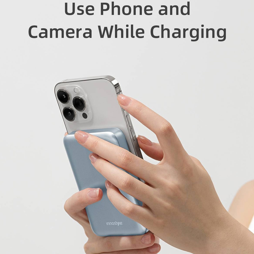Picture of Innostyle PowerMag Slim Magnetic Wireless Charging with USB-C input output Fast Charge PowerBank (Blue)