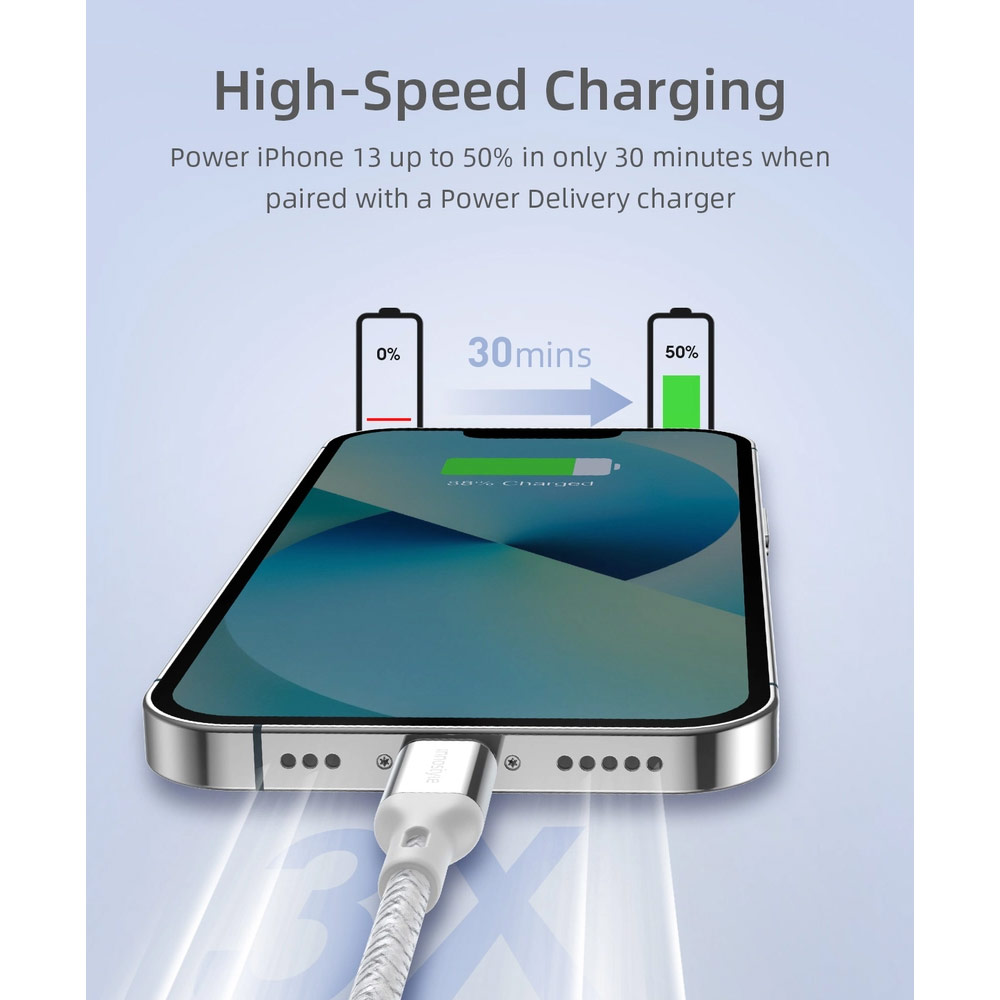 Picture of Innostyle MFI Certified PowerFlex 60W Fast Charging Data Cable USB-C to Lightning 150cm (Blue)