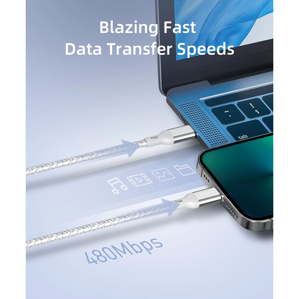 Picture of Innostyle MFI Certified PowerFlex 60W Fast Charging Data Cable USB-C to Lightning 150cm (Blue)