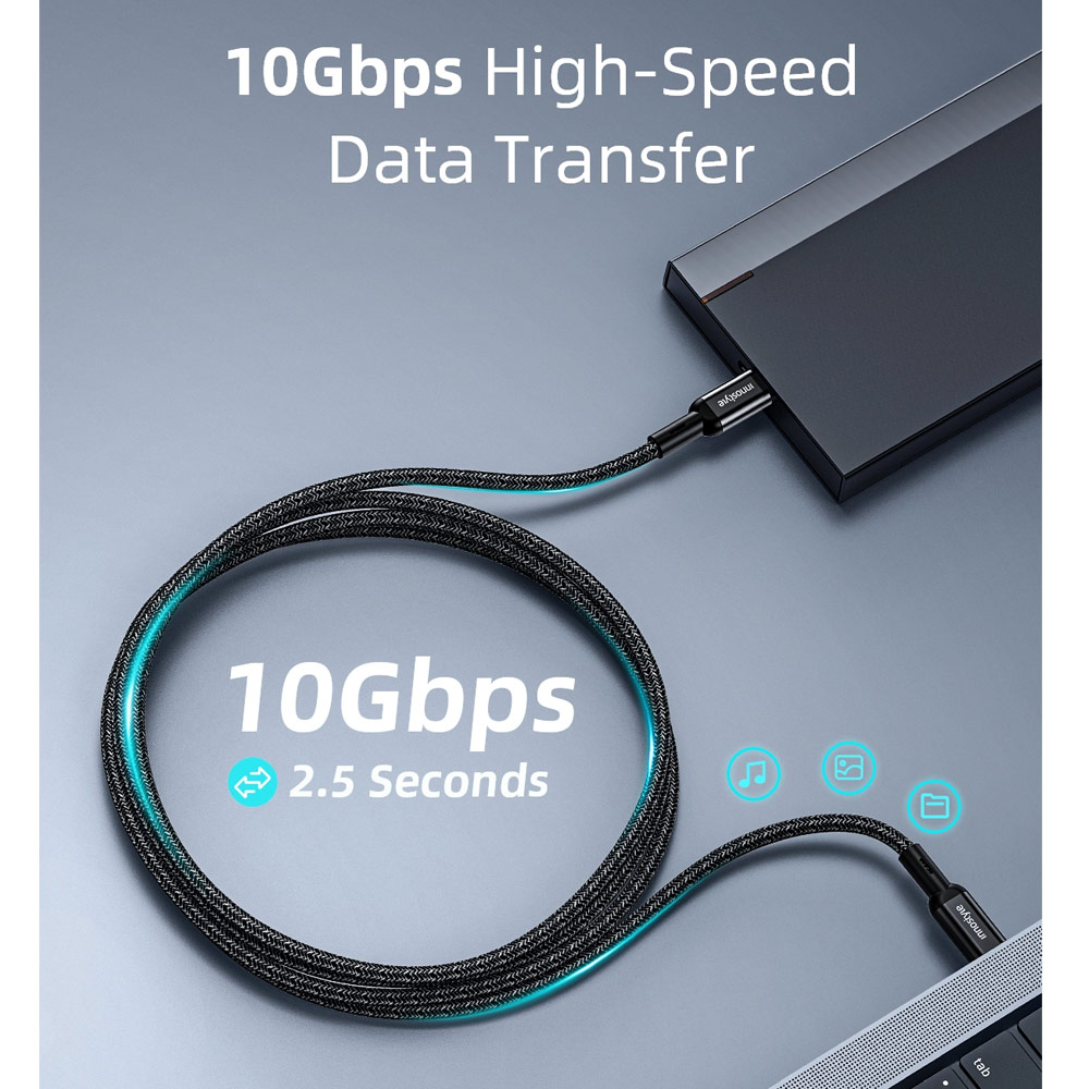 Picture of Innostyle PowerFlex Ultra 100W Fast Charging Data Cable 4K Video Support USB-C to USB-C 200cm (Black)