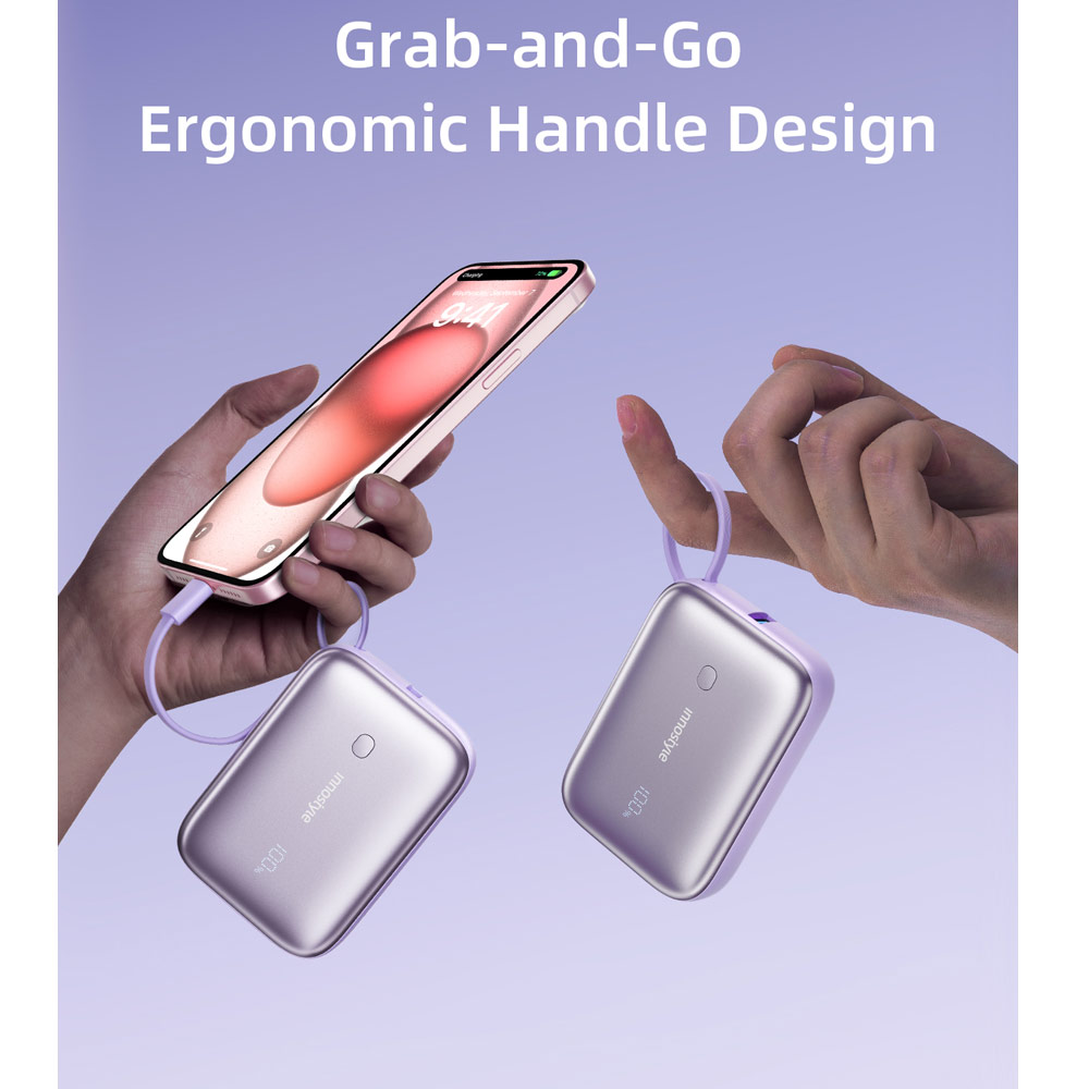 Picture of Innostyle PowerGo Mini Plus 10000mAh with USB-C input output USB-A Output Fast Charge PowerBank with USB-C Build in Cable  (Blue)