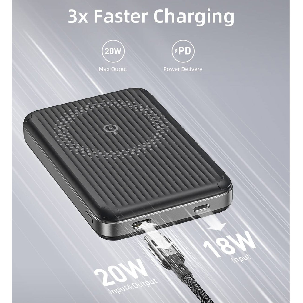 Picture of Innostyle PowerMag Switch 2 in 1 Standable Magnetic Wireless Charging with USB-C input output Fast Charge PowerBank  (Blue)