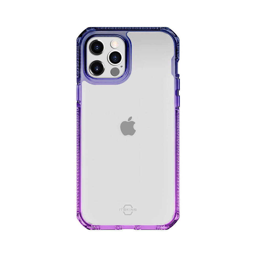 Picture of Apple iPhone 12 6.1 Case | ITSKINS SUPREME CLEAR  ANTIMICROBIAL Certified Extreme Impact Protection Case for Apple iPhone 12 iPhone 12 Pro 6.1 (Deep blue and light purple)