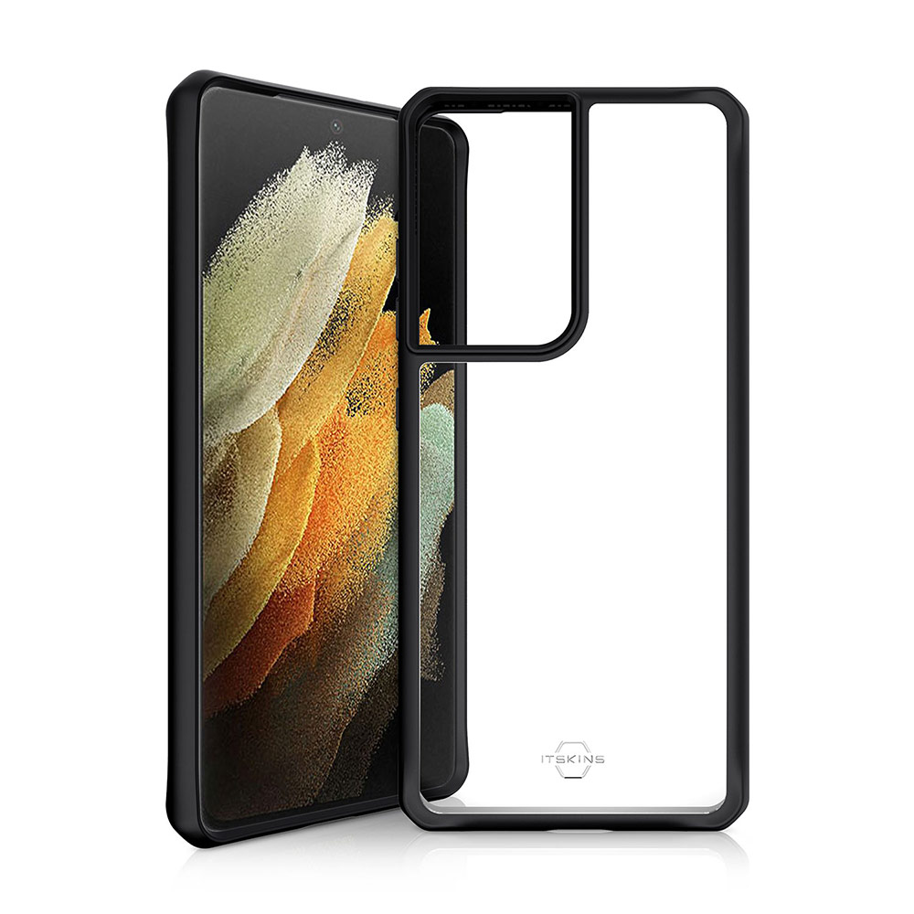 Picture of Samsung Galaxy S21 Ultra 6.8 Case | ITSKINS HYBRID SOLID ANTIMICROBIAL Certified Antishock Protection Case for Samsung Galaxy S21 Ultra 6.8 (Plain Black transparent)