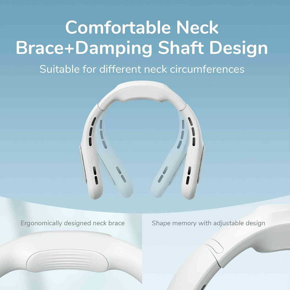 Picture of JISULIFE Malaysia Portable Turbo Dual Air Neck Fan Pro Hands Free Bladeless Fan 4500 mAh Battery Operated Wearable Personal Fan Rechargeable Long Hours Fan for Running Badminton Indoor Court Concert Picnic Camping Outdoor Activity FA35 (Grey)