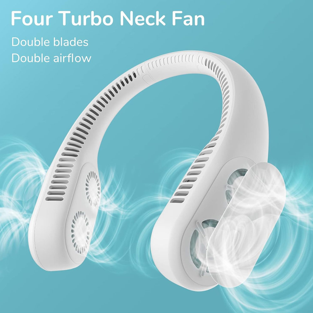 Picture of JISULIFE Malaysia 4 Turbo Bladeless Neck Cooler Portable Neck Fan Hands Free Bladeless Fan 4000mAh Battery Operated Wearable Personal Fan Leafless Rechargeable Headphone Design USB Powered Desk Fan 3 Speeds for Running Badminton Indoor Court Concert Picnic Camping Outdoor Activity FA12R (Grey)