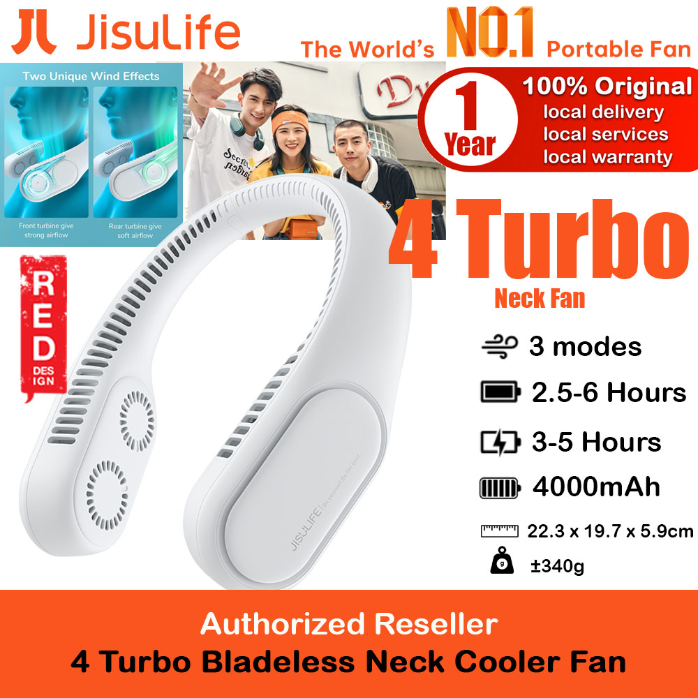 Picture of JISULIFE Malaysia 4 Turbo Bladeless Neck Cooler Portable Neck Fan Hands Free Bladeless Fan 4000mAh Battery Operated Wearable Personal Fan Leafless Rechargeable Headphone Design USB Powered Desk Fan 3 Speeds for Running Badminton Indoor Court Concert Picnic Camping Outdoor Activity FA12R (Grey) Red Design- Red Design Cases, Red Design Covers, iPad Cases and a wide selection of Red Design Accessories in Malaysia, Sabah, Sarawak and Singapore 