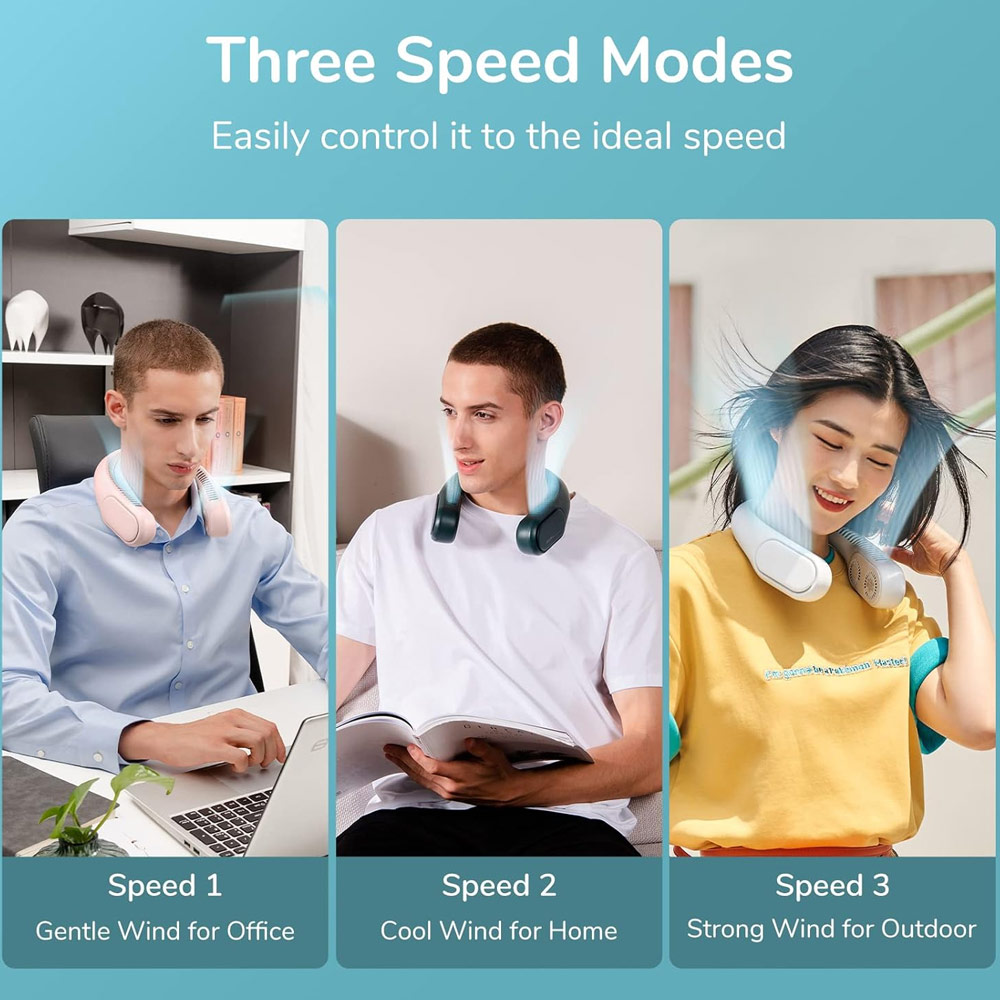 Picture of JISULIFE Malaysia 4 Turbo Bladeless Neck Cooler Portable Neck Fan Hands Free Bladeless Fan 4000mAh Battery Operated Wearable Personal Fan Leafless Rechargeable Headphone Design USB Powered Desk Fan 3 Speeds for Running Badminton Indoor Court Concert Picnic Camping Outdoor Activity FA12R (Grey)