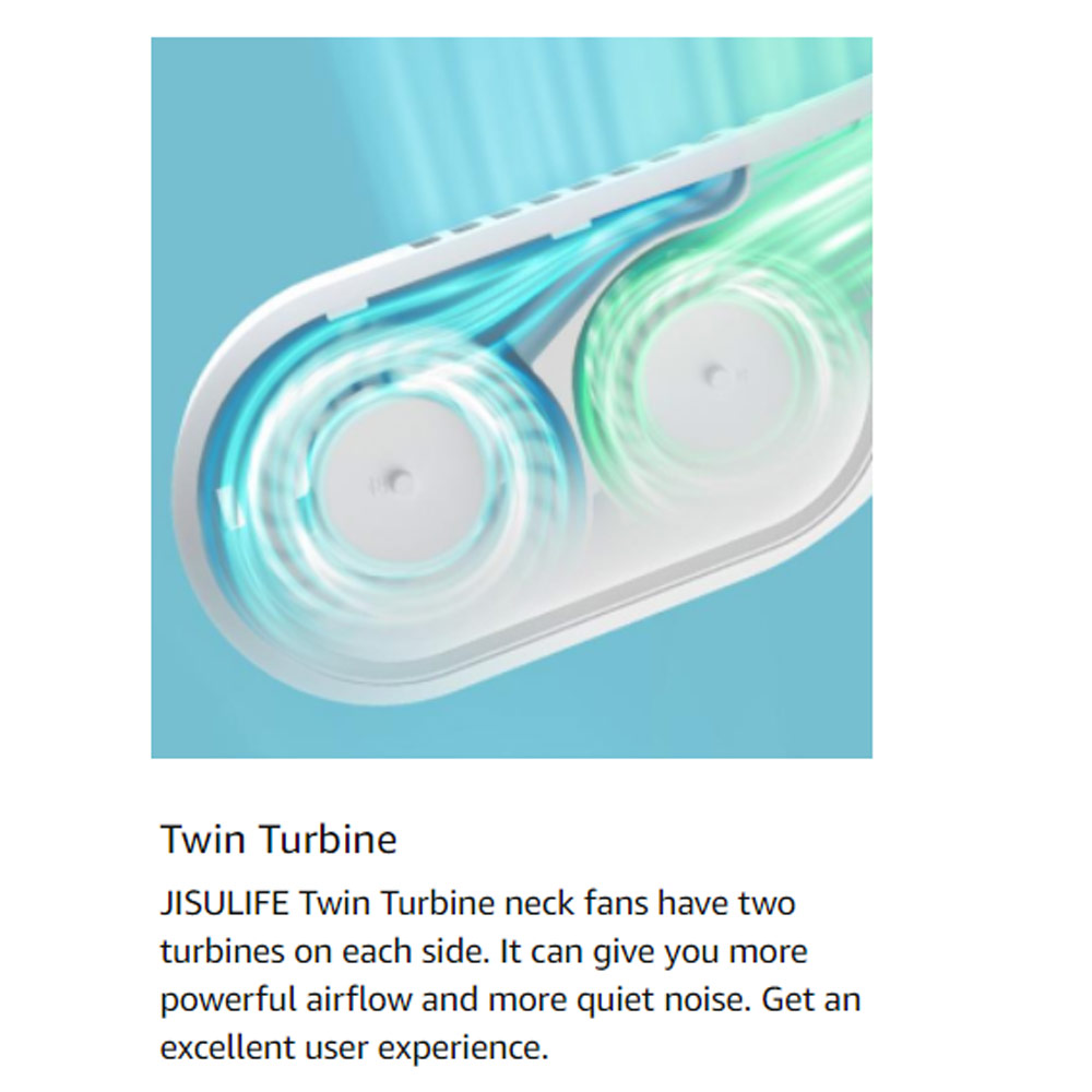 Picture of JISULIFE Malaysia 4 Turbo Bladeless Neck Cooler Portable Neck Fan Hands Free Bladeless Fan 4000mAh Battery Operated Wearable Personal Fan Leafless Rechargeable Headphone Design USB Powered Desk Fan 3 Speeds for Running Badminton Indoor Court Concert Picnic Camping Outdoor Activity FA12R (Grey)