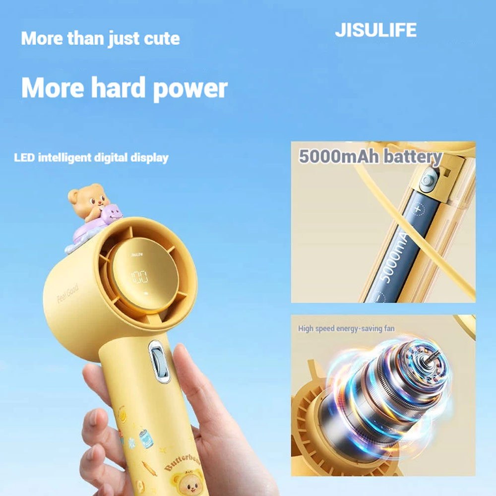 Picture of Jisulife Limited Edition Gift Idea Box Butterbear 100 Speed Control Wide Wind Portable Handheld Fan Kipas Pegang Tangan Angin Kuat
