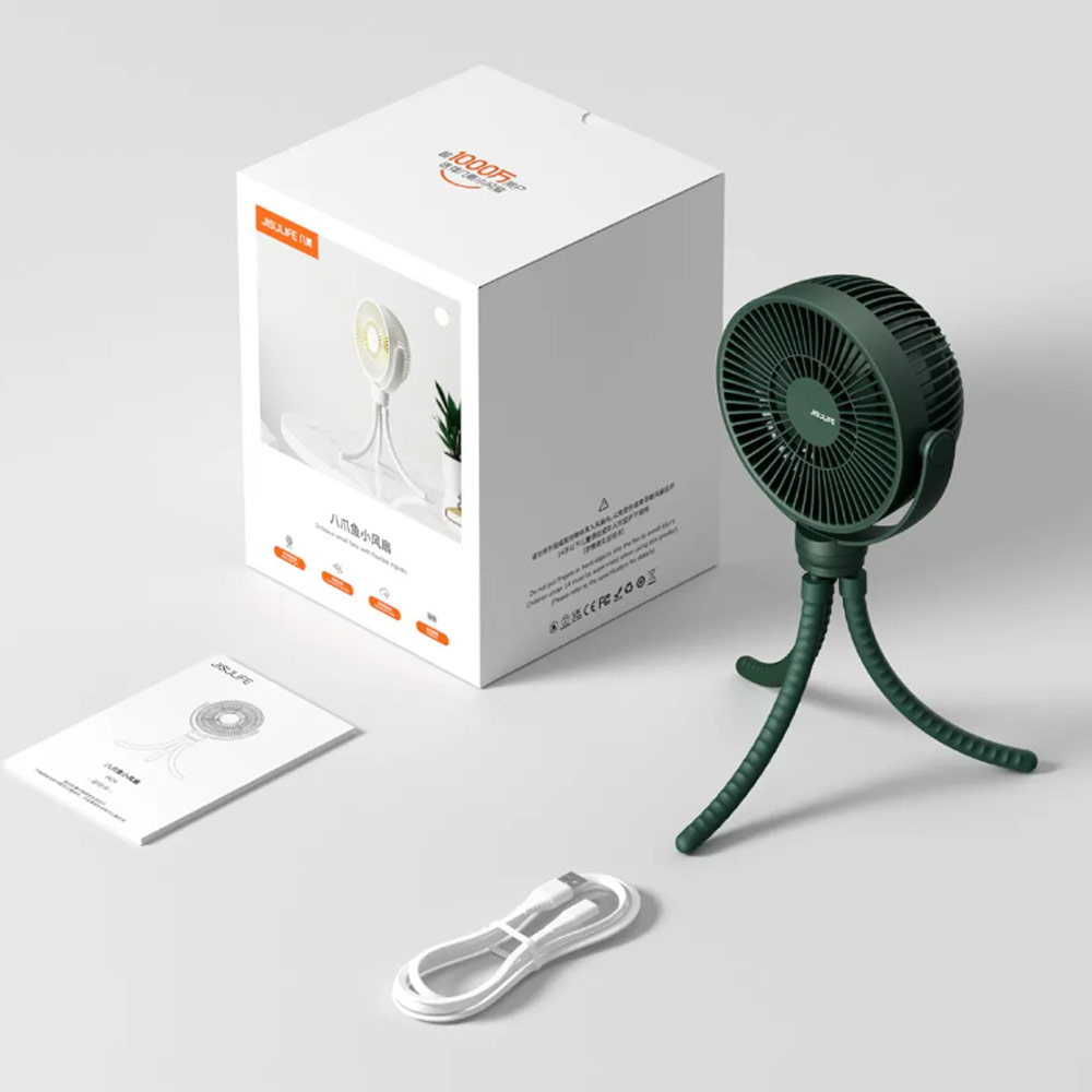 Picture of Jisulife Malaysia Child Baby Safe Low Noise Stroller Car Seat Rotatable Flexible Tripod Rechargeable Fan FA24  (White)