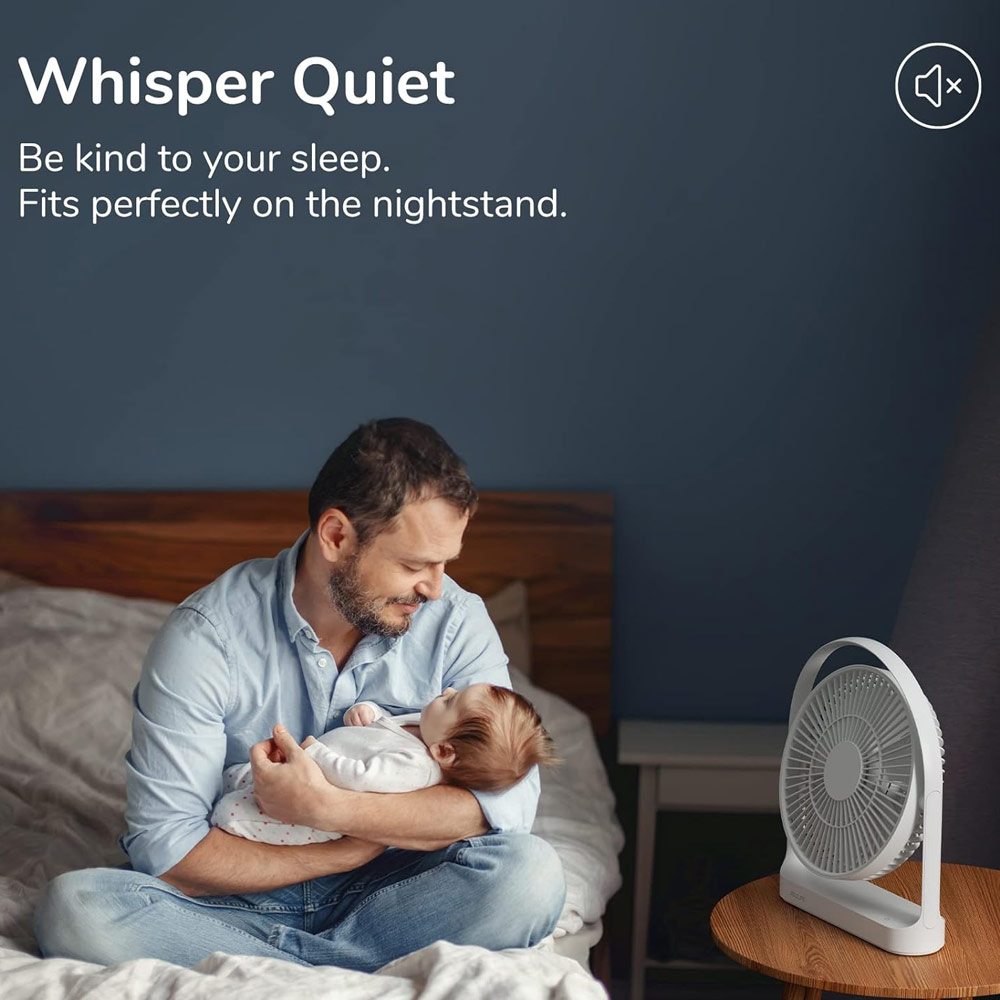 Picture of JISULIFE Malaysia Desk Fan Portable Timer Setting Rotation Desktop Fan 8000mAh USB-C Rechargeable Electric Table Fan for Office Room Travel Outdoor Indoor Picnic Life 5Plus FA27 (Light Grey)