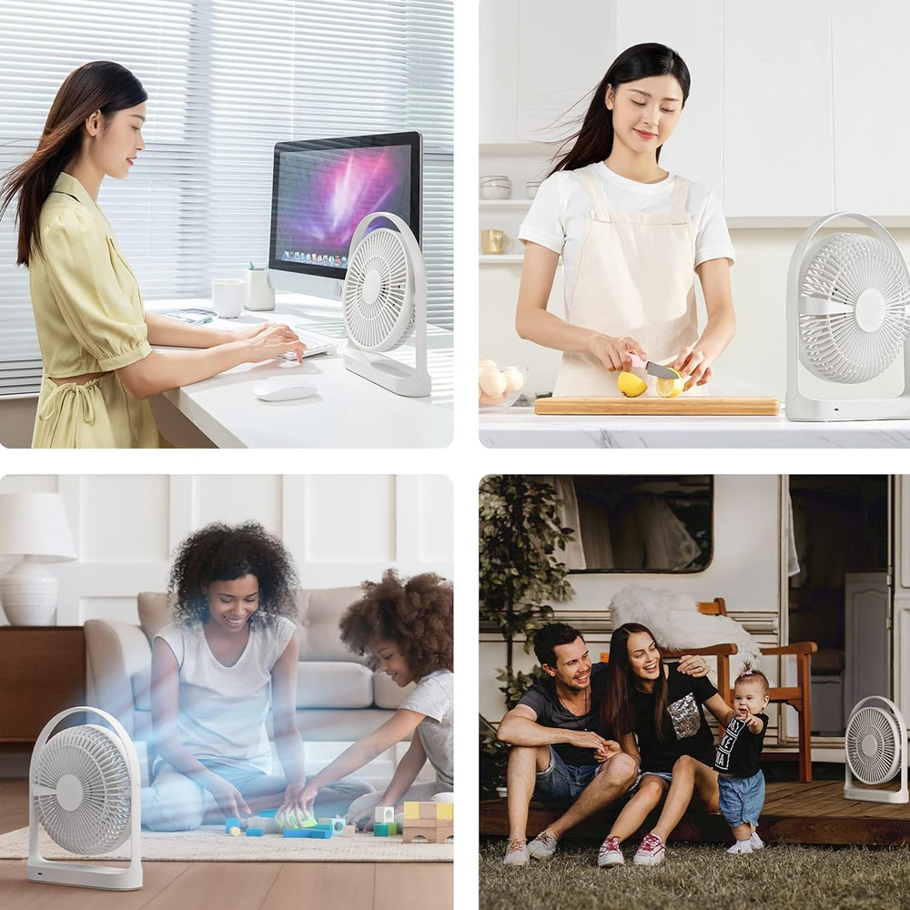 Picture of JISULIFE Malaysia Desk Fan Portable Timer Setting Rotation Desktop Fan 8000mAh USB-C Rechargeable Electric Table Fan for Office Room Travel Outdoor Indoor Picnic Life 5Plus FA27 (Light Grey)