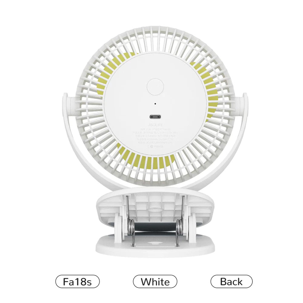 Picture of Jisulife Malaysia Child Safe Low Noise Removeable Washable 360 Rotatable 4 Speed Mode Desktop Hang Clip Fan Rechargeable 4000mAh For Home Office Outdoor Travel Portable Children Baby Stroller FA18S (White)