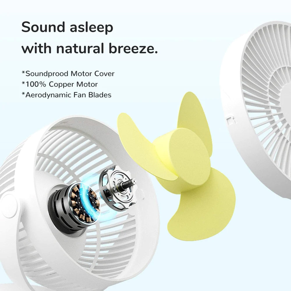 Picture of Jisulife Malaysia Child Safe Low Noise Removeable Washable 360 Rotatable 4 Speed Mode Desktop Hang Clip Fan Rechargeable 4000mAh For Home Office Outdoor Travel Portable Children Baby Stroller FA18S(Green)