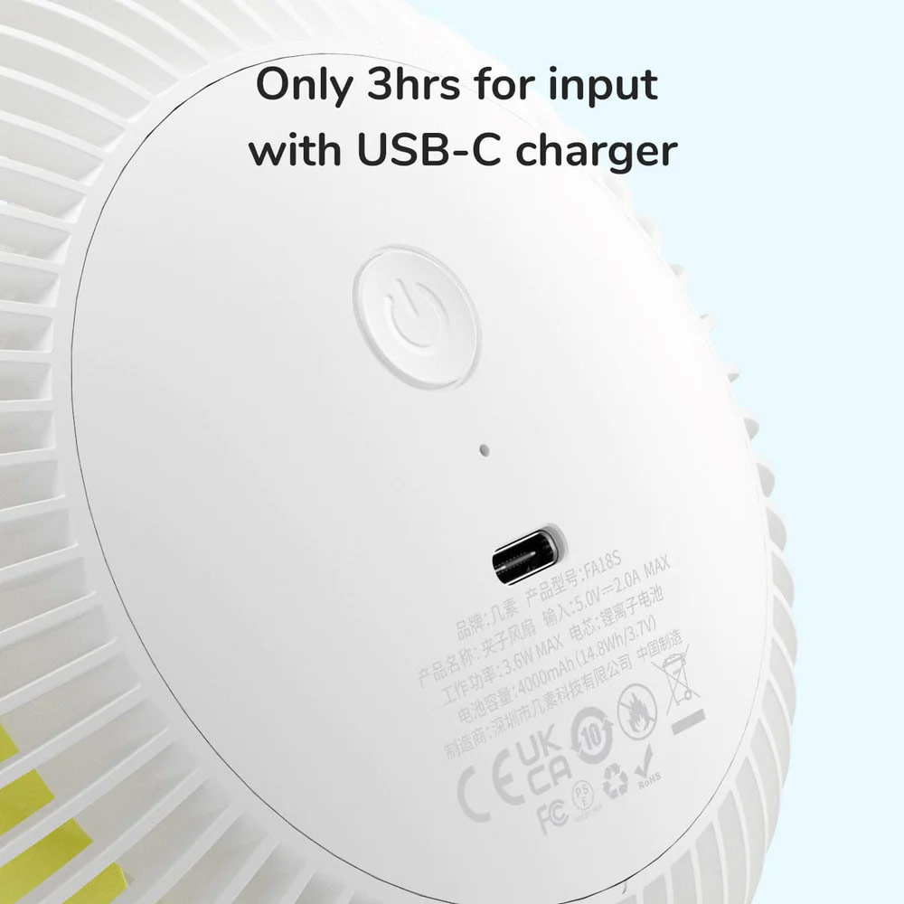 Picture of Jisulife Malaysia Child Safe Low Noise Removeable Washable 360 Rotatable 4 Speed Mode Desktop Hang Clip Fan Rechargeable 4000mAh For Home Office Outdoor Travel Portable Children Baby Stroller FA18S(Green)