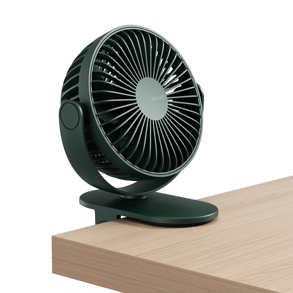 Picture of Jisulife Malaysia Child Safe Low Noise Removeable Washable 360 Rotatable 4 Speed Mode Desktop Hang Clip Fan Rechargeable 4000mAh For Home Office Outdoor Travel Portable Children Baby Stroller FA29A (Green)