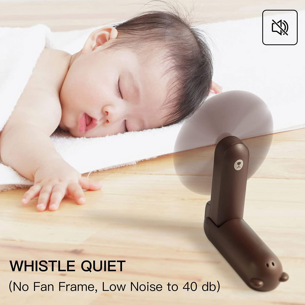 Picture of Jisulife Malaysia 3 in 1 Mini Handheld Fan USB Rechargeable Fan Power Bank with Flash Light for Office OutdoorTravel Hiking Camping  Concert Indoor Court F8X (Brown)