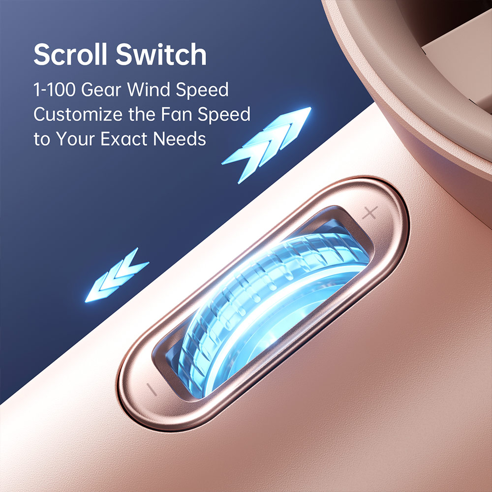 Picture of Jisulife Malaysia Super Power 100 Speed Turbo Strong Wind Portable Fast Charge Rechargeable 3600mAh Hidden Blade High Quality Handheld Mini Fan for Outdoor Indoor Badminton Court Concert Picnic Camping FA53ABS (Pink)