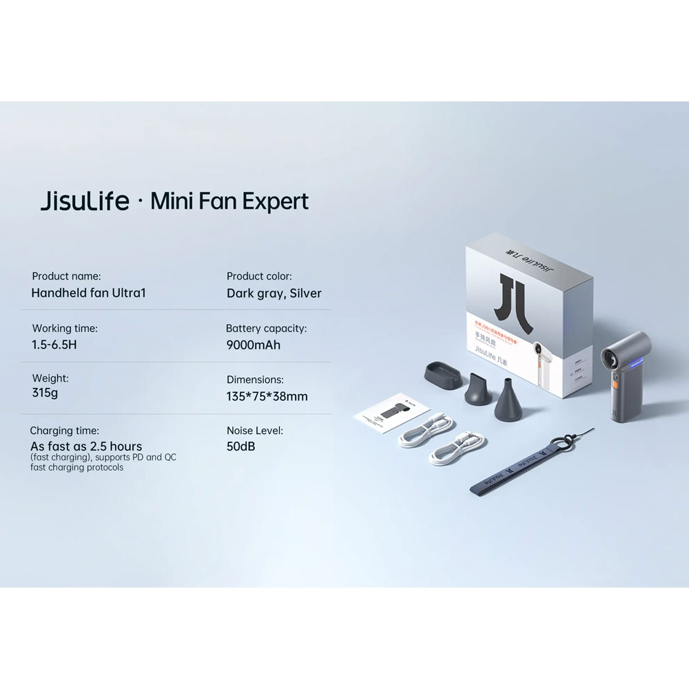 Picture of Jisulife Malaysia Super Power 100 Speed Ultra Ultra1 Turbo Strong Wind Portable Fast Charge Rechargeble 9000mAh Hidden Blade High Quality Handheld Mini Fan As Hair Dryer for Outdoor Indoor Badminton Court Concert Picnic Camping FA55 (Bright Brown)