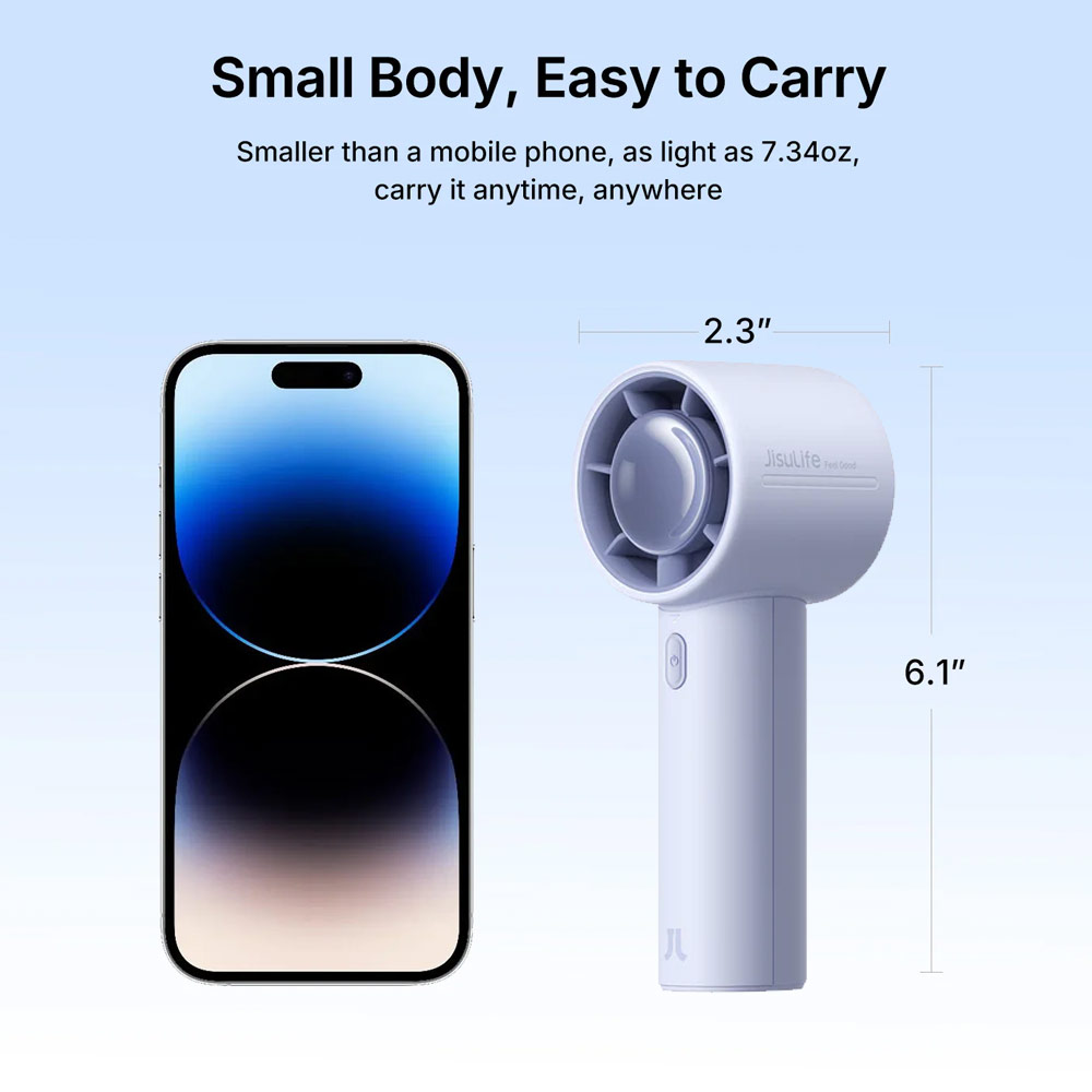Picture of Jisulife Life 10 Portable Handheld Fan 5 Speed Mode Easy Carry Turbo Wind Speed Fan Kipas Jisulife (Blue)