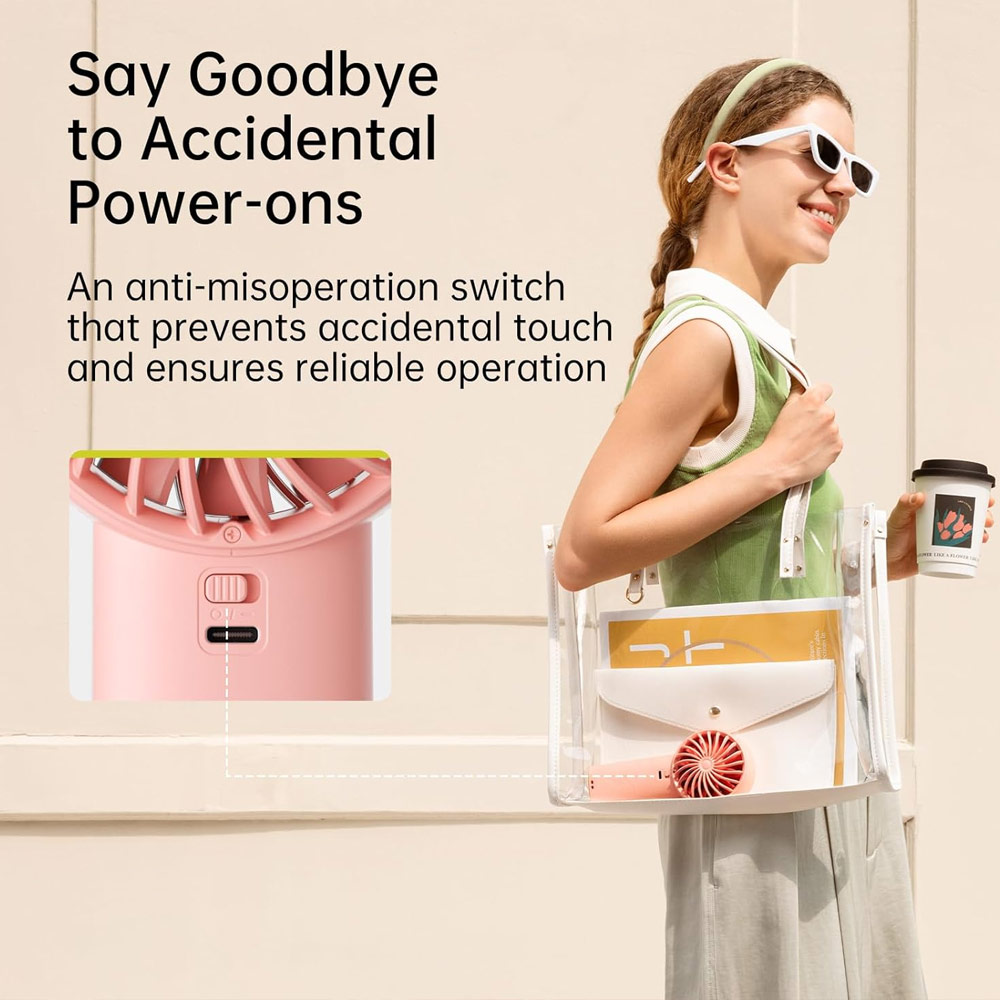 Picture of Jisulife Malaysia Powerful Handheld Fan Life4 Powerful Portable Fan with LED Display (3600mAh Pink)