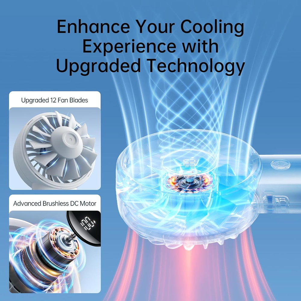 Picture of Jisulife Malaysia Powerful Handheld Fan Life4 Powerful Portable Fan with LED Display (5000mAh Light Grey)