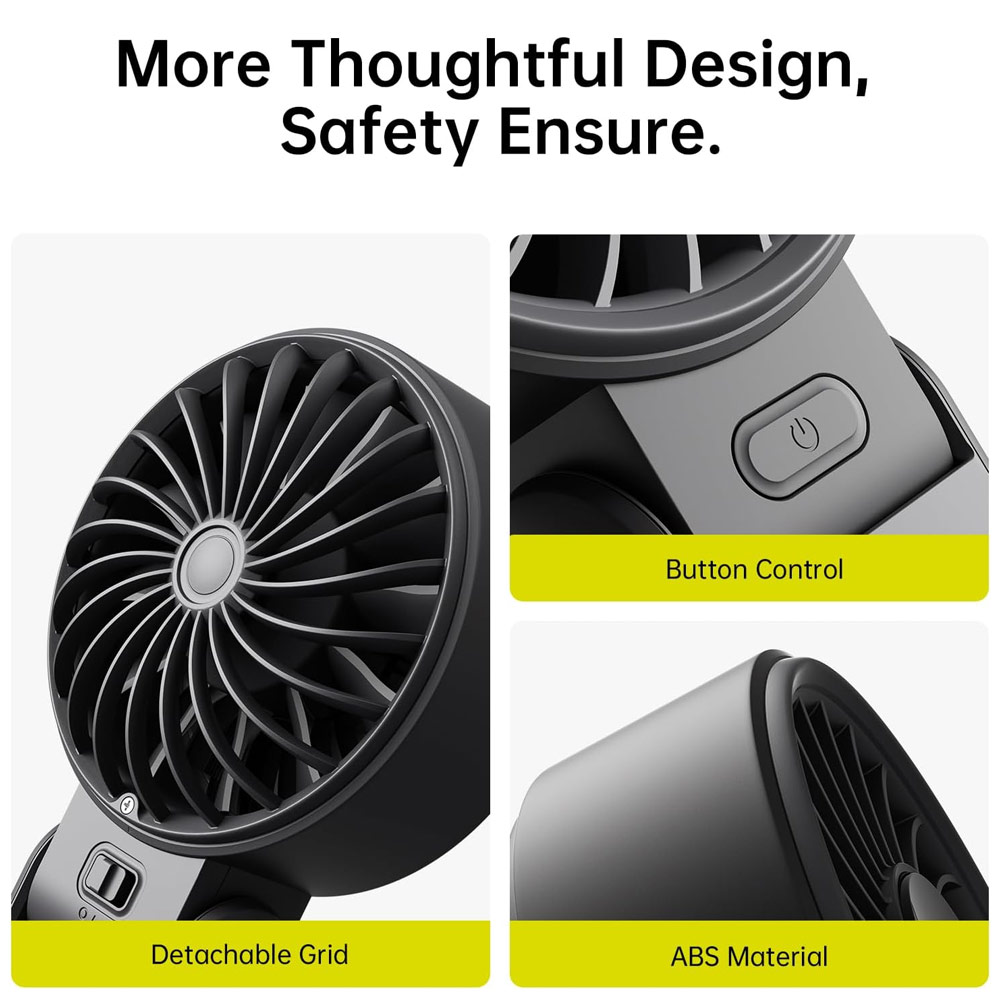 Picture of Jisulife Malaysia 3 in 1 Handheld Fan Life7 Powerful Portable Fan with LED Display Foldable as Desk Fan Hangable as Neck Fan (3600mAh Black)
