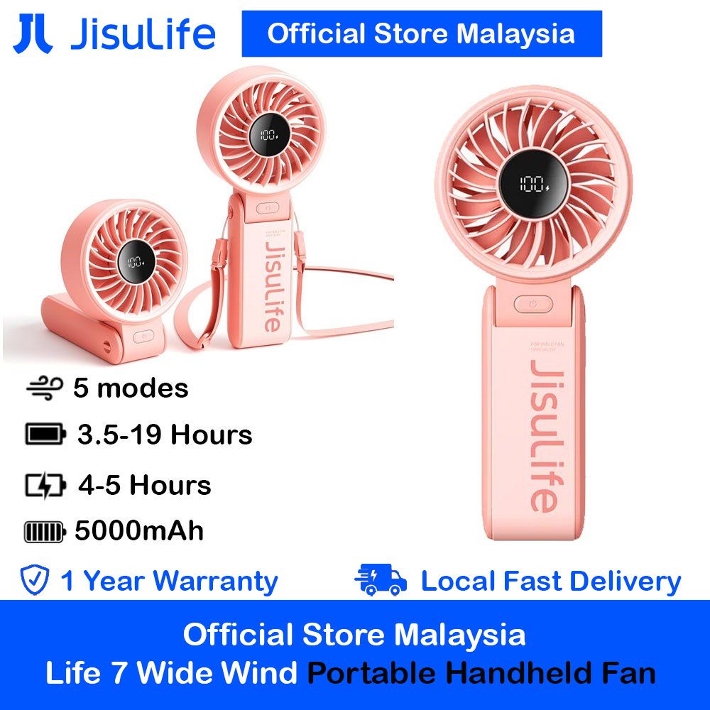Picture of Jisulife Malaysia 3 in 1 Handheld Fan Life7 Powerful Portable Fan with LED Display Foldable as Desk Fan Hangable as Neck Fan (5000mAh Pink) Red Design- Red Design Cases, Red Design Covers, iPad Cases and a wide selection of Red Design Accessories in Malaysia, Sabah, Sarawak and Singapore 