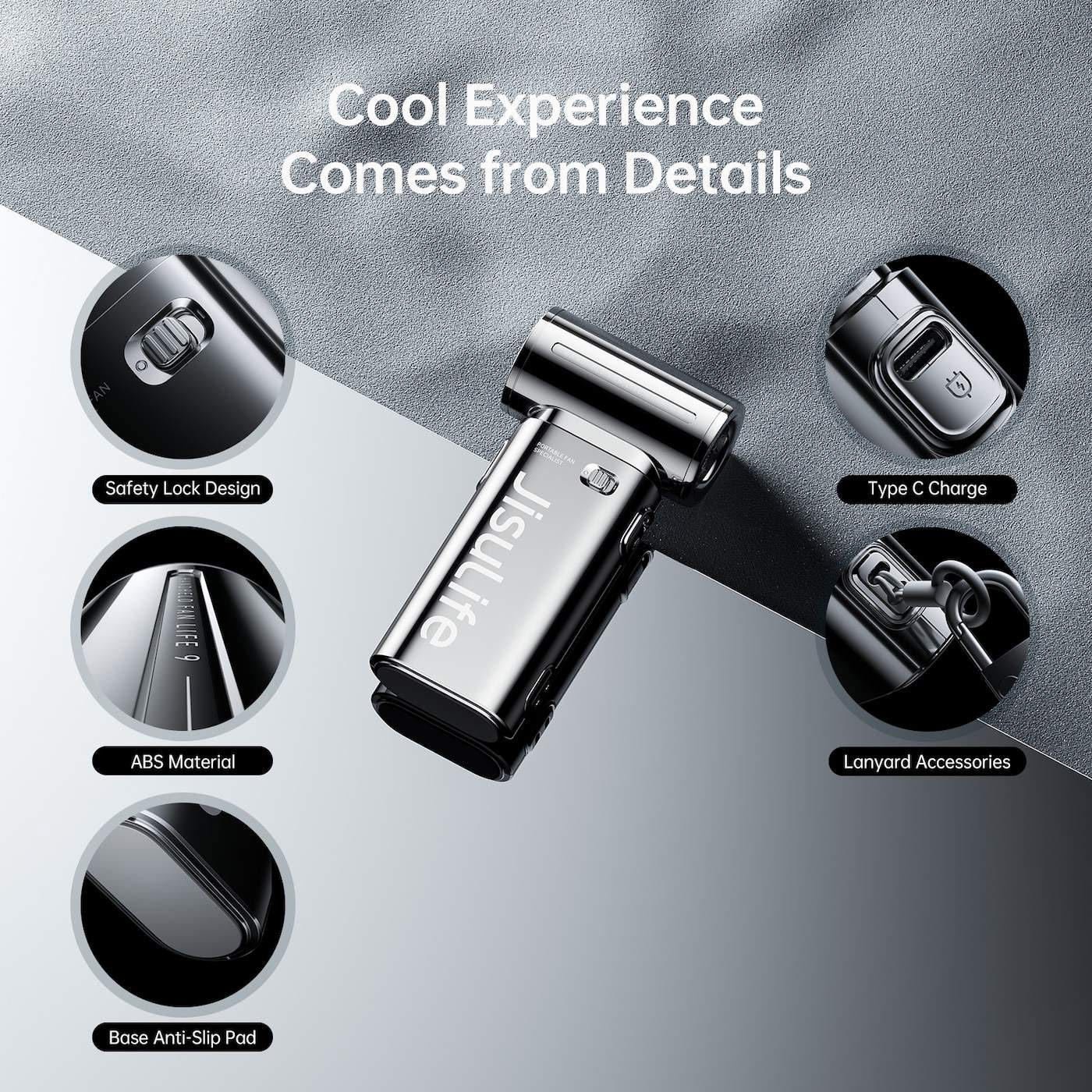 Picture of Jisulife Life9 Limited Edition Chrome Silver Handheld Fan Ultra Mini Compact Small Pocket Size Portable Handheld Fan Kipas Pegang Tangan Angin Kuat (5000mah Silver)