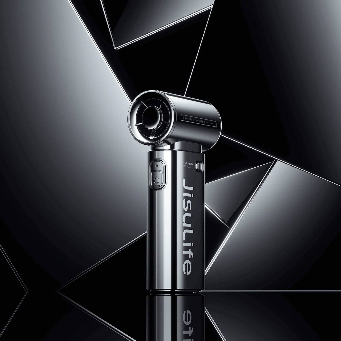 Picture of Jisulife Life9 Limited Edition Chrome Silver Handheld Fan Ultra Mini Compact Small Pocket Size Portable Handheld Fan Kipas Pegang Tangan Angin Kuat (5000mah Silver)