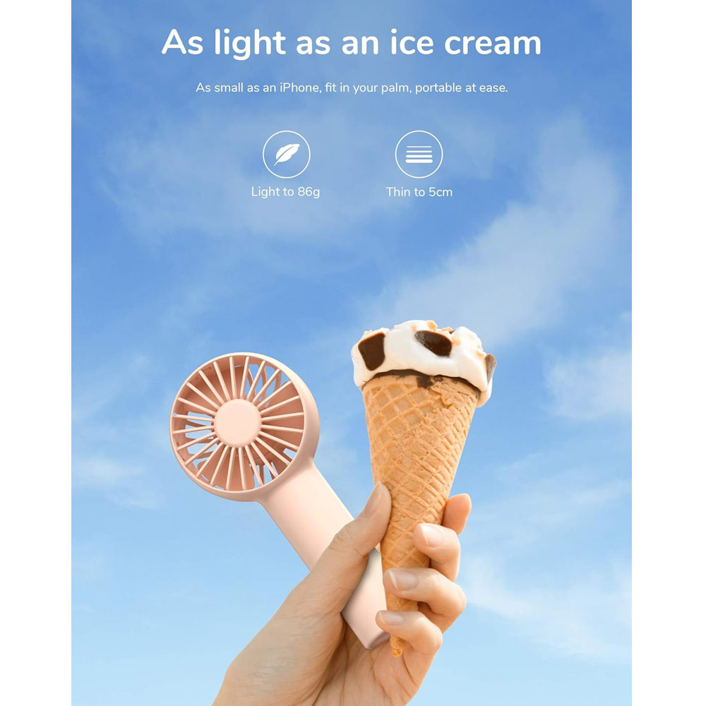 Picture of Jisulife Malaysia Mini Pocket Tiny Size Handheld Fan Portable Rechargeable 2000mAh for Outdoor Indoor Badminton Court Concert FA20 (Pink)