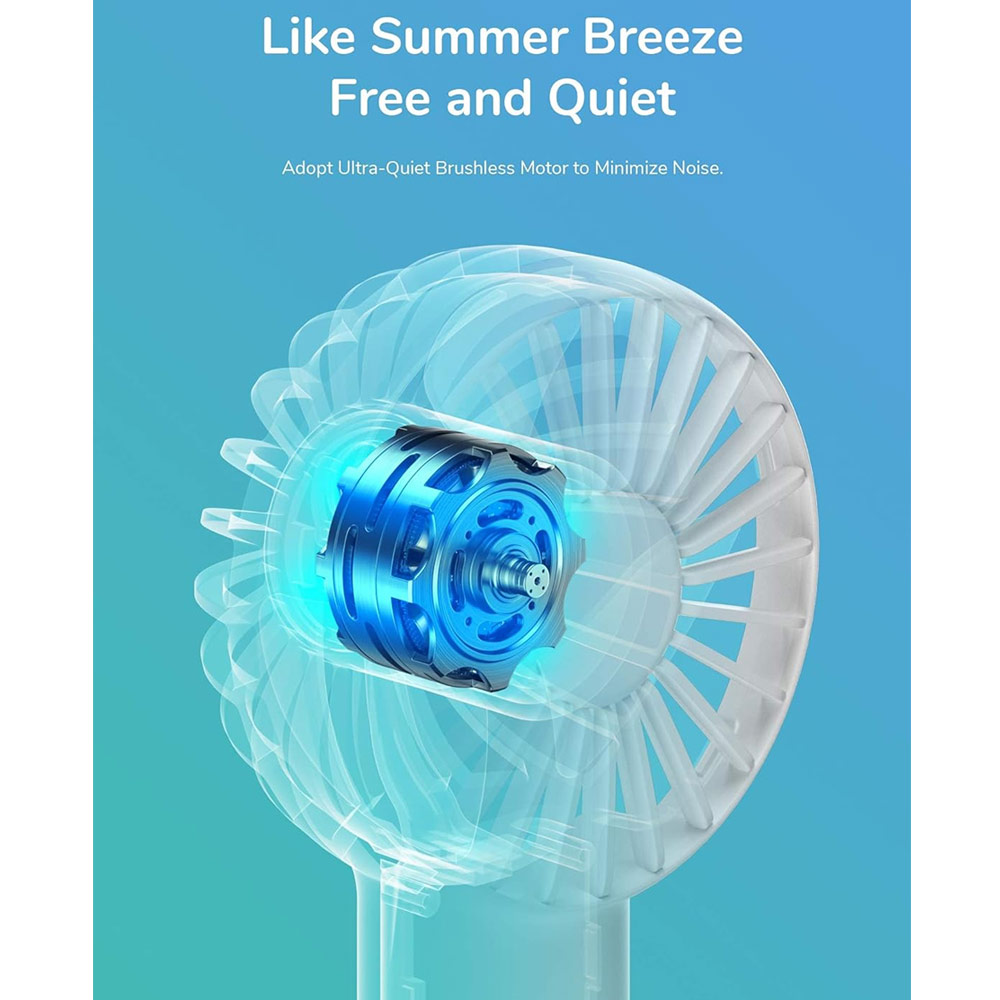 Picture of Jisulife Malaysia Mini Pocket Tiny Size Handheld Fan Portable Rechargeable 2000mAh for Outdoor Indoor Badminton Court Concert FA20 (White)