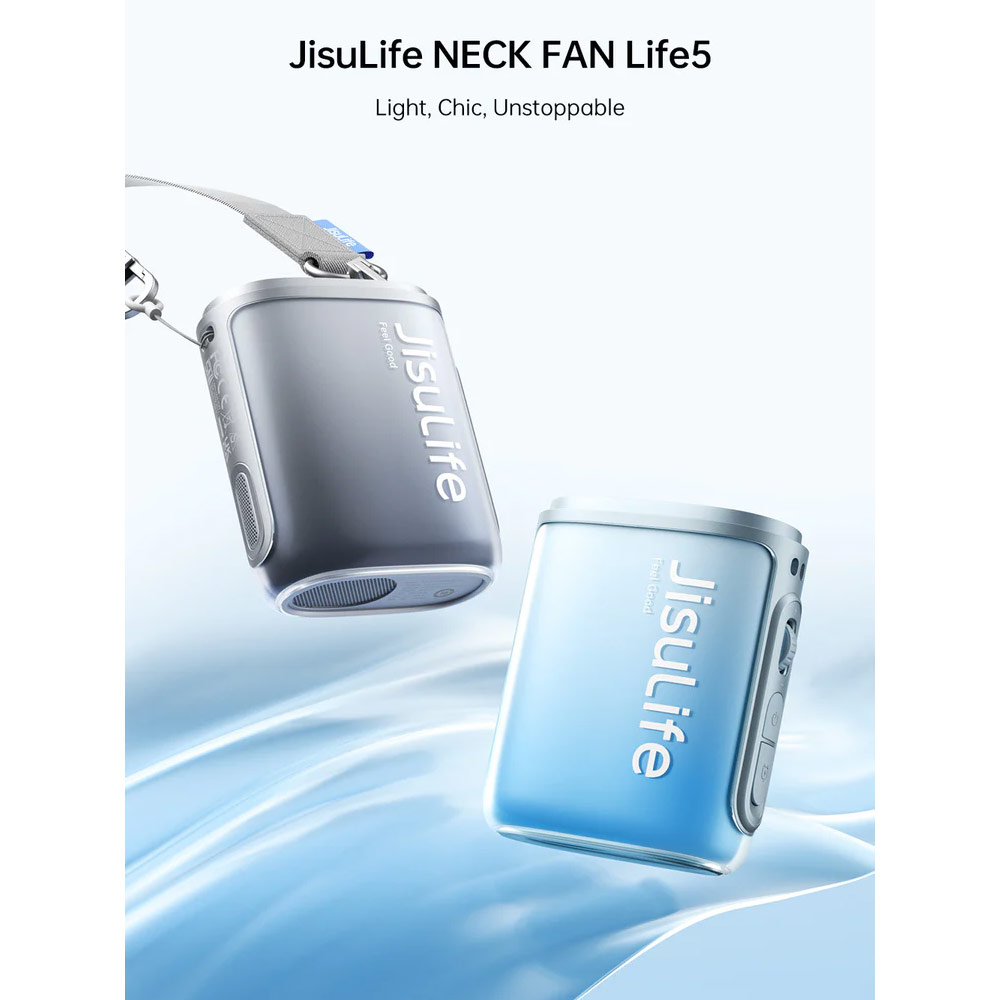Picture of JisuLife Neck Fan Life5 100 Speed Turbo Cooling Handfree Portable Neck Fan Hang or Clipped Clip Fan (Black)