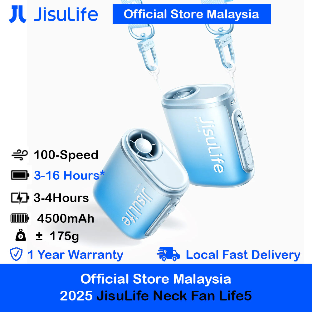 Picture of JisuLife Neck Fan Life5 100 Speed Turbo Cooling Handfree Portable Neck Fan Hang or Clipped Clip Fan (Blue) Red Design- Red Design Cases, Red Design Covers, iPad Cases and a wide selection of Red Design Accessories in Malaysia, Sabah, Sarawak and Singapore 
