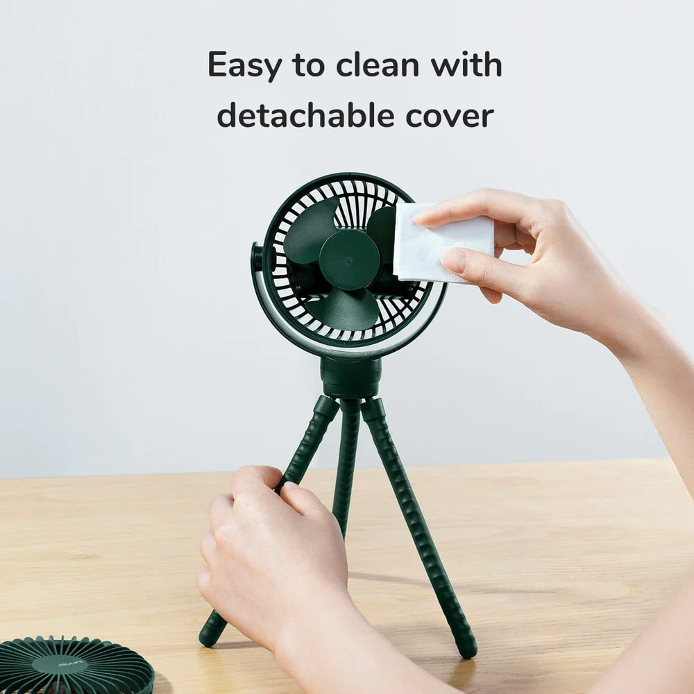 Picture of Jisulife Malaysia Child Safe Low Noise Stroller Car Seat Rotatable Flexible Tripod Mini Rechargeable Fan FA40A  (Green)