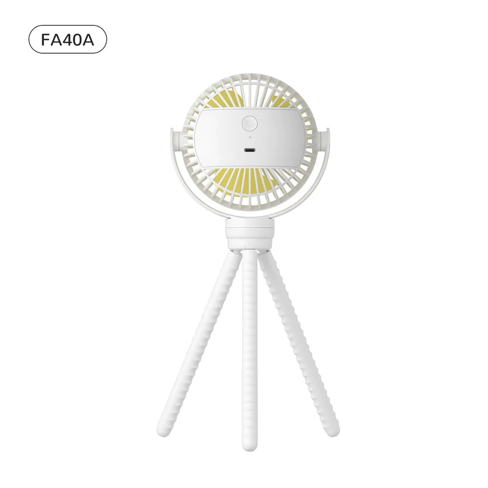 Picture of Jisulife Malaysia Child Safe Low Noise Stroller Car Seat Rotatable Flexible Tripod Mini Rechargeable Fan FA40A  (White)