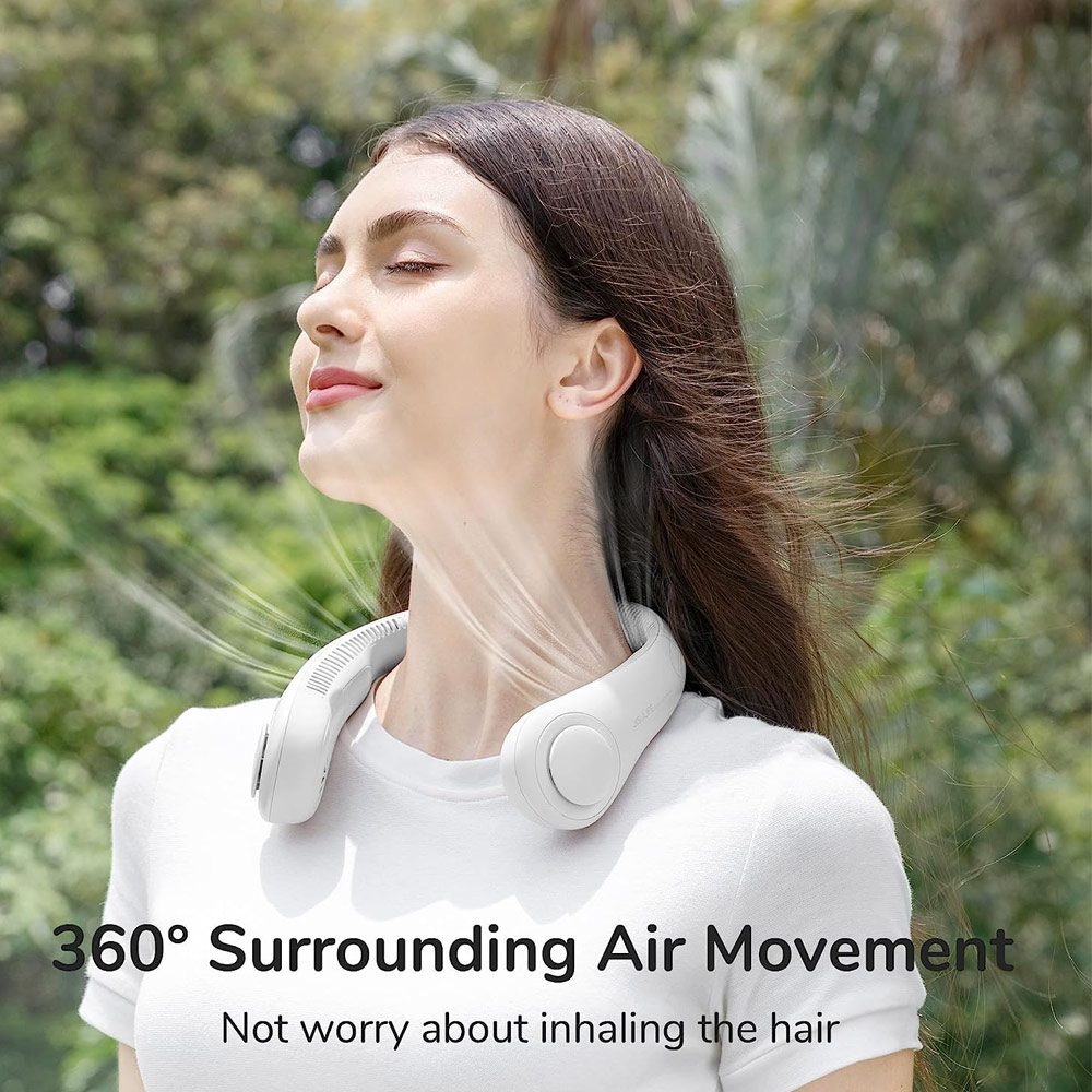 Picture of JISULIFE Malaysia Portable Neck Fan Hands Free Bladeless Fan 4000 mAh Battery Operated Wearable Personal Fan Leafless Rechargeable Headphone Design USB Powered Desk Fan 3 Speeds for Running Badminton Indoor Court Concert Picnic Camping Outdoor Activity FA14 (Grey)