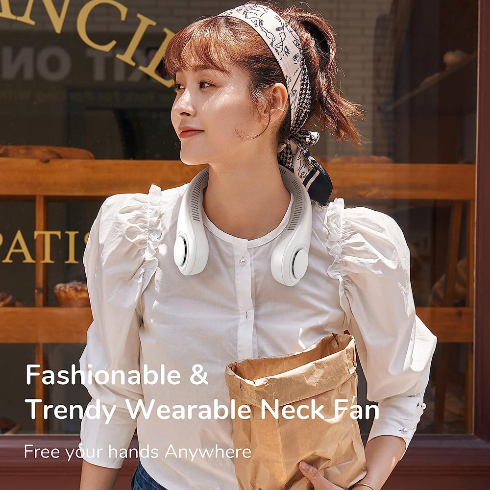 Picture of JISULIFE Malaysia Portable Neck Fan Hands Free Bladeless Fan 4000 mAh Battery Operated Wearable Personal Fan Leafless Rechargeable Headphone Design USB Powered Desk Fan 3 Speeds for Running Badminton Indoor Court Concert Picnic Camping Outdoor Activity FA14 (Grey)